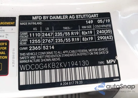 2019 Mercedes-Benz Glc 300 4Matic from USA, damaged, VIN WDC0G4KB2KV194130